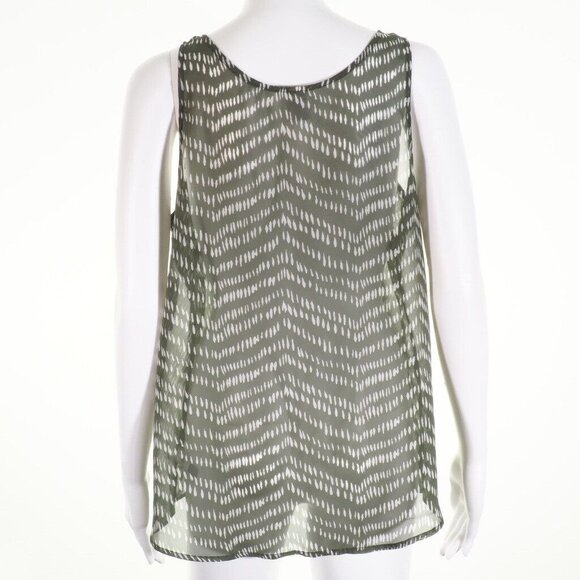 Old Navy Womens Large Tunic Tank Green & White Sleeveless Sheer - Picture 6 of 9
